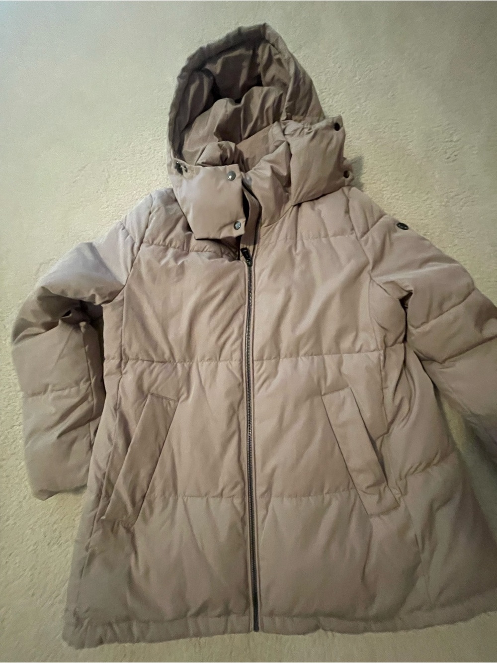 Calvin Klein Women's Taupe Hooded Puffer Jacket